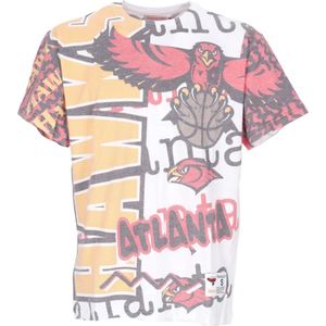 Mitchell & Ness, Tops, Heren, Veelkleurig, S, Katoen, NBA Jumbotron 2.0 Tee Atlanta Hawks