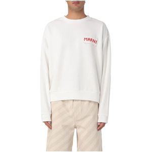 Marni, Truien, Heren, Beige, XL, Comfortabele Fleece Sweatshirt voor Alle Seizoenen