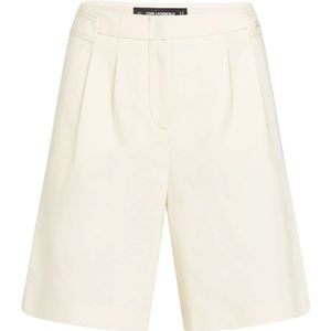 Karl Lagerfeld, Korte broeken, Dames, Wit, S, Katoen, Lichte beige linnen en katoenen shorts met zakken
