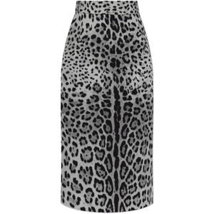 Dolce & Gabbana, Rokken, Dames, Grijs, S, Zijden rok met dierenprint