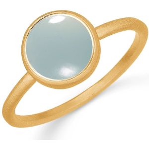 Frk. Lisberg, Accessoires, Dames, Geel, 60 MM, Aqua Chalcedon Petite Gouden Ring