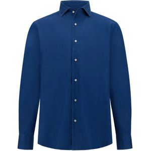 Boggi Milano, Overhemden, Heren, Blauw, S, Katoen, Regular Fit Katoenen Denim Overhemd