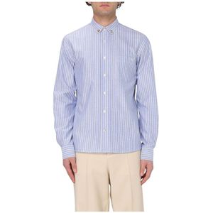 Valentino, Overhemden, Heren, Blauw, XL, Katoen, Blauw Gestreept Formeel Overhemd