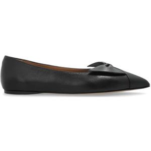 Salvatore Ferragamo, Schoenen, Dames, Zwart, 39 1/2 EU, Leer, Leren ballerina's met strik