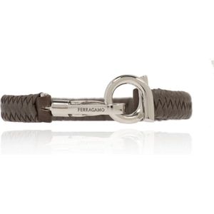 Salvatore Ferragamo, Accessoires, Heren, Bruin, M, Leer, Leren Armband
