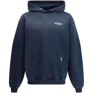 Represent, Sweatshirts & Hoodies, Heren, Blauw, XS, Katoen, Monogram Katoenen Hoodie met Verstelbare Capuchon