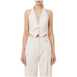 Elisabetta Franchi, Jassen, Dames, Wit, L, Polyester, Elegante Modieuze Damesjurk
