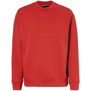 Emporio Armani, Sweatshirts & Hoodies, Heren, Rood, S, Katoen, Rood katoenen sweatshirt met adelaarlogo