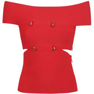 Alexander McQueen, Blouses & Shirts, Dames, Rood, M, Stijlvolle Top voor Vrouwen