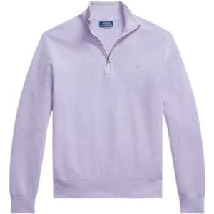 Polo Ralph Lauren, Truien, Heren, Paars, XS, Katoen, Honeycomb Knit Half-Zip Trui