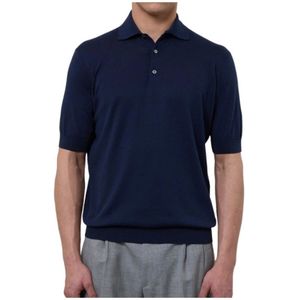 Filippo De Laurentiis, Tops, Heren, Blauw, M, Katoen, Blauw Katoenen Polo Shirt Regular Fit