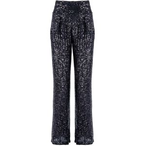 Nenette, Broeken, Dames, Zwart, M, Leer, Paillet hoge taille broek