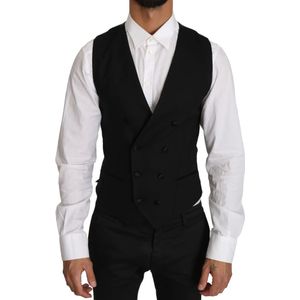 Dolce & Gabbana, Pakken, Heren, Wit, S, Wol, Grijze Wol Dubbel Breasted Slim Fit Vest