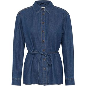 InWear, Blouses & Shirts, Dames, Blauw, S, Denim, Blauwe Denim Shirt met Riem