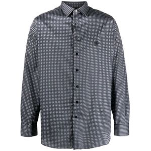 Etro, Overhemden, Heren, Blauw, 2Xl, Katoen, Overhemd met geometrische print van katoen