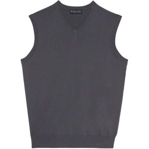 Brooks Brothers, Truien, Heren, Grijs, M, Katoen, Donkergrijze katoenen sweater vest