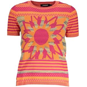Desigual, Truien, Dames, Oranje, L, Katoen, Oranje Katoenen Gebreide Crew Neck Shirt