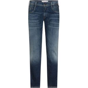 Replay, Jeans, Heren, Blauw, W34 L30, Katoen, Slim-Fit Jeans Anbass
