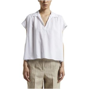 Peserico, Blouses & Shirts, Dames, Wit, XL, Katoen, Puur katoenen voile overhemd