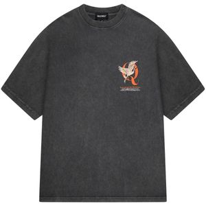 Quotrell, Tops, Heren, Grijs, S, Katoen, Heron T-Shirt Donkergrijs/Oranje