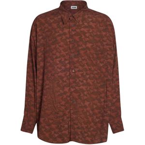 Magliano, Overhemden, Heren, Rood, M, Rode Viscose Shirt met Handen van Mensen