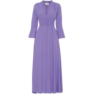 American Dreams, Kleedjes, Dames, Paars, M, Lila Smock Taille Jurk met Uitsnijding