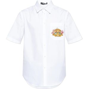 Versace, Overhemden, Heren, Wit, L, Katoen, Overhemd met een zak