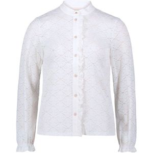 Cartoon, Blouses & Shirts, Dames, Wit, 2Xl, Leer, Elegante kanten blouse met ruches