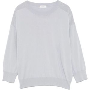 Peserico, Truien, Dames, Grijs, L, Katoen, Grijze Trui Elegante Stijl