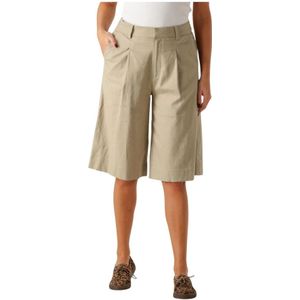 Gestuz, Korte broeken, Dames, Groen, M, Linnen, Linnen Shorts Groen Damesmode