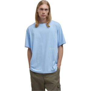 Barbour, Tops, Heren, Blauw, S, Katoen, Oversized Grafisch T-shirt Chambray-S