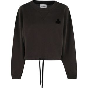 Isabel Marant Étoile, Truien, Dames, Zwart, S, Katoen, Zwart Sweatshirt met Velvet Logo
