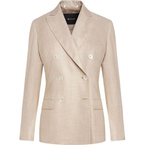 Kiton, Jassen, Dames, Beige, M, Bamboe, Bamboe Double-Breasted Jas