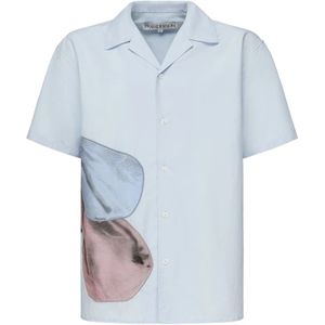 JW Anderson, Overhemden, Heren, Blauw, M, Katoen, Blauw Ballonpatroon Overhemd