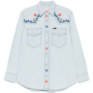 Filson, Blouses & Shirts, Dames, Blauw, S, Denim, Blauwe Drukknop Shirt met Zakken