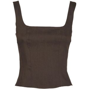 Ottod'Ame, Tops, Dames, Bruin, S, Linnen, Stijlvolle Top met Uniek Ontwerp