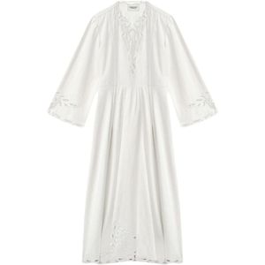 Isabel Marant Étoile, Kleedjes, Dames, Wit, M, Katoen, Wave Cut V-Neck Jurk Tianny