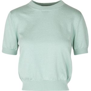 Daniele Fiesoli, Truien, Dames, Groen, S, Katoen, Katoenen T-shirt met geribbelde details