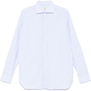 Borrelli, Overhemden, Heren, Blauw, 3Xl, Katoen, Katoenen Micro-Check Shirt Made in Italy