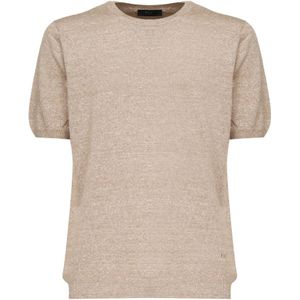 Fay, Truien, Heren, Beige, XL, Katoen, Beige Linnen Katoen T-shirt Polo