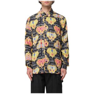 Versace Jeans Couture, Overhemden, Heren, Veelkleurig, M, Jewel Print Zwart Overhemd Mannen
