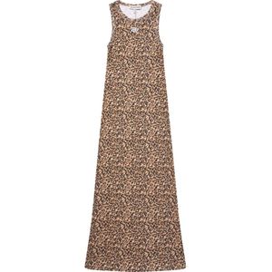 Munthe, Kleedjes, Dames, Bruin, 3Xl, Luipaardprint Rib Jurk met Geborduurd Detail