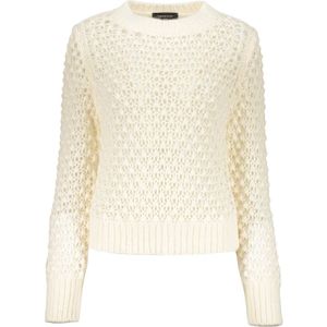 Fabiana Filippi, Truien, Dames, Beige, XL, Wol, Gebreide Openwork Trui met Lange Mouwen