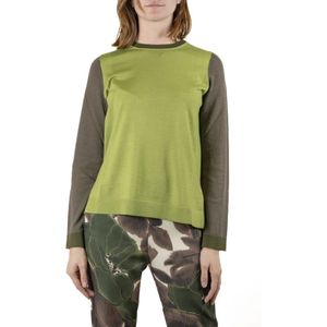 Maliparmi, Sweatshirts & Hoodies, Dames, Groen, S, Wol, Stijlvolle Gebreide Top Aw 24 Sweatshirt