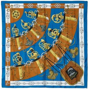 Hermès Vintage, Pre-owned, Dames, Blauw, ONE Size, Tweed, Pre-owned Canvas scarves