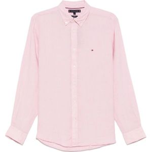 Tommy Hilfiger, Overhemden, Heren, Roze, S, Roze Roze Button-Up Shirt