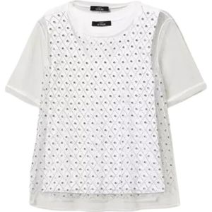 Twinset, Blouses & Shirts, Dames, Wit, XS, Tule, Geborduurde Tule Top