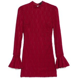 Rotate Birger Christensen, Kleedjes, Dames, Rood, L, Ruby Wine Lace Mini Jurk