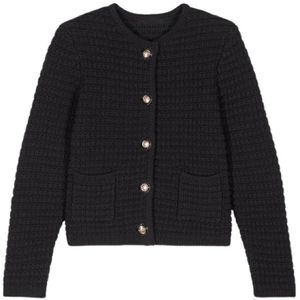 Ba&Sh, Truien, Dames, Blauw, XS, Katoen, Elegante Ottoman Gebreide Vest