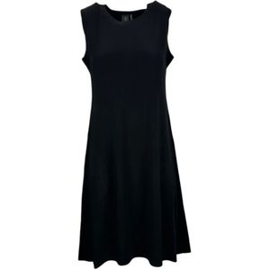 Norma Kamali, Kleedjes, Dames, Zwart, S, Polyester, Flare Jurk met Zakken